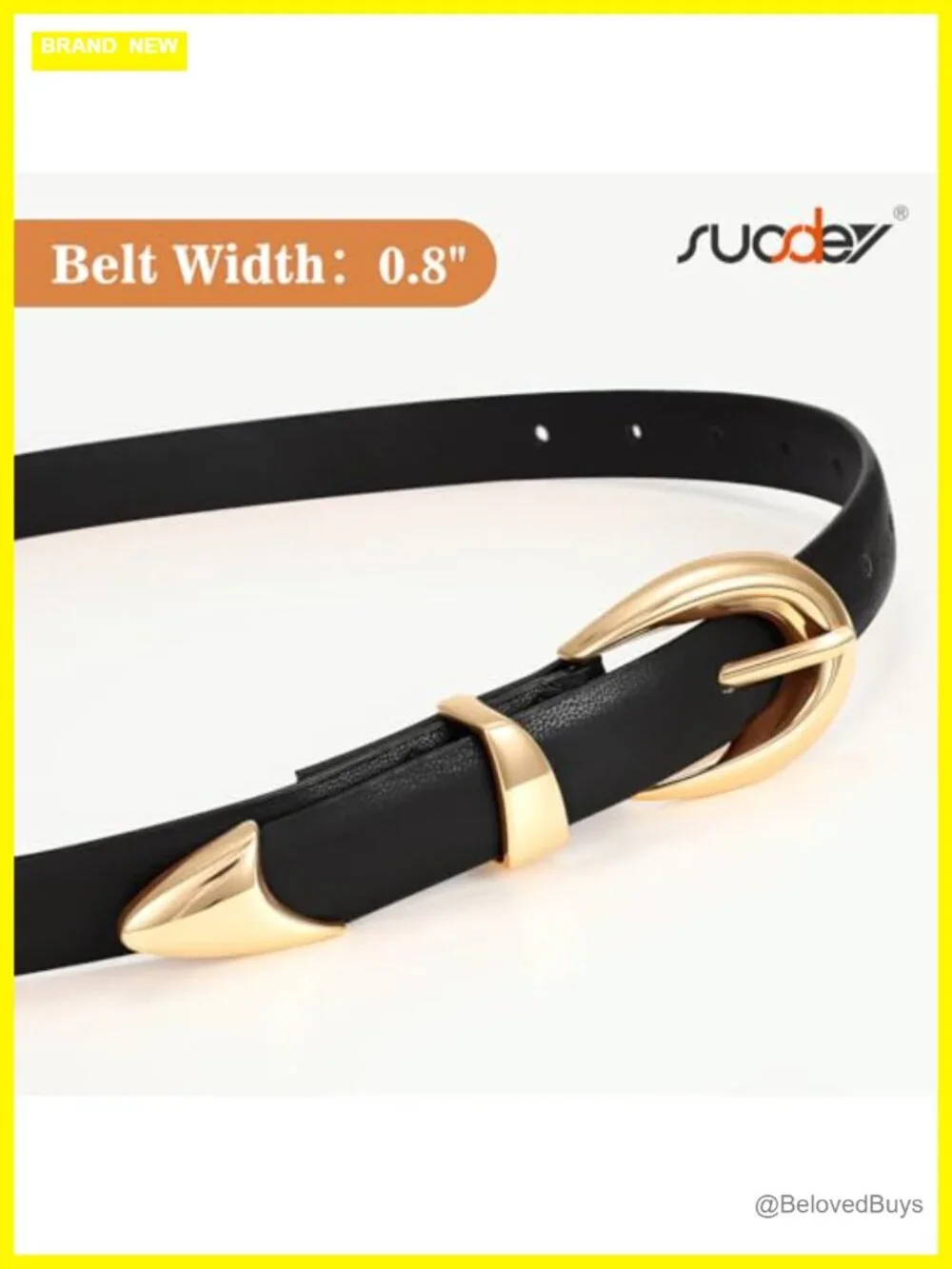 Women's Skinny Faux Leather Belt with Alloy Gold Buckle 0.8